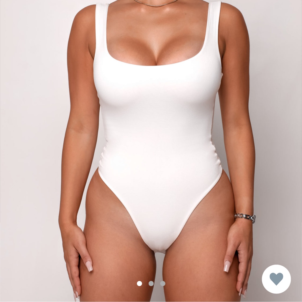 Simple Life Body Suit White, Tan, And Brown